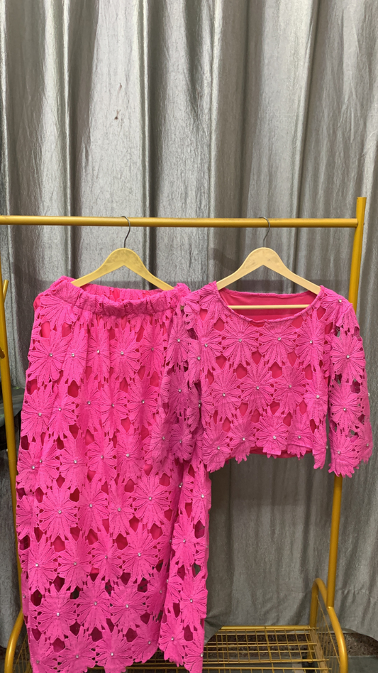 Flower Cutout Design Top And Skirt Set FC2451