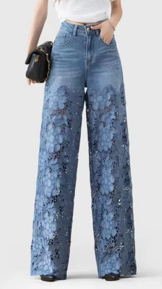 Flower Cutout Designed Jeans FC1782