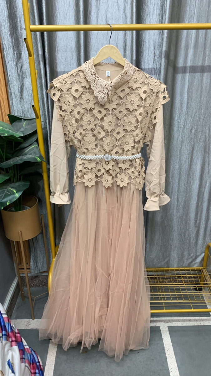 Flower Cutout Shrug With Pearl Belt Dress FC2495