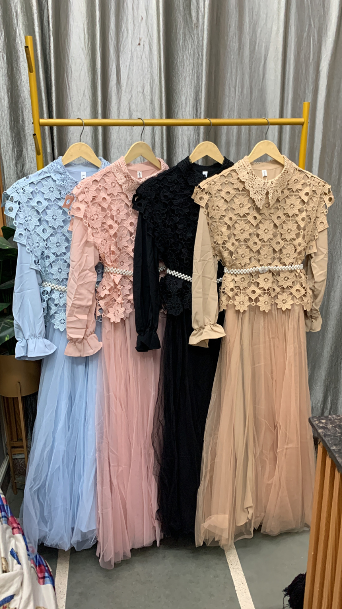 Flower Cutout Shrug With Pearl Belt Dress FC2495