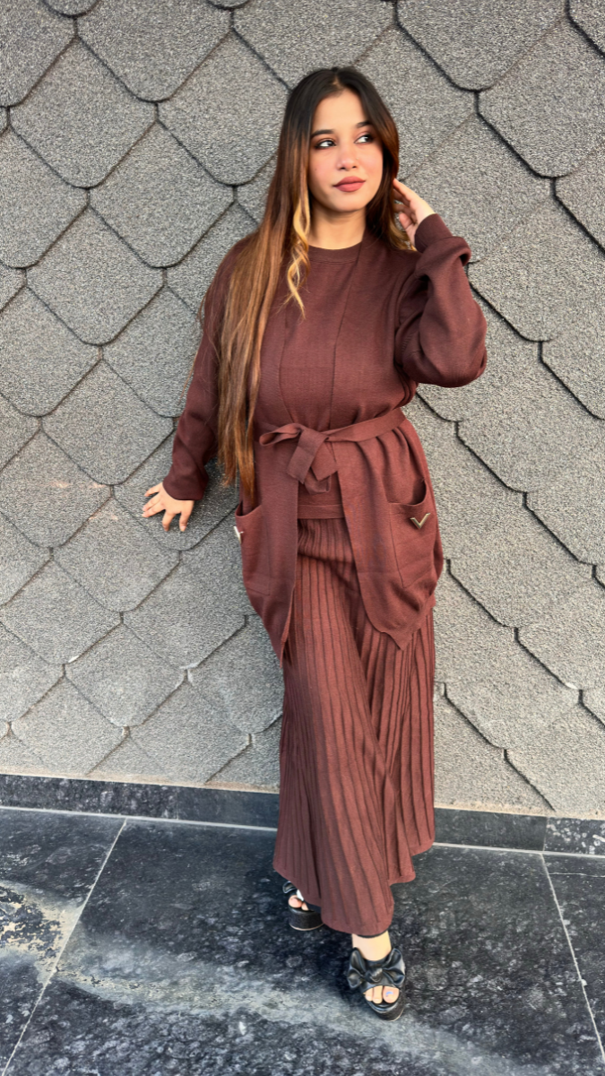 Flower Embedded Buttoned Front Top And Loose Pant Coord Set FC2044