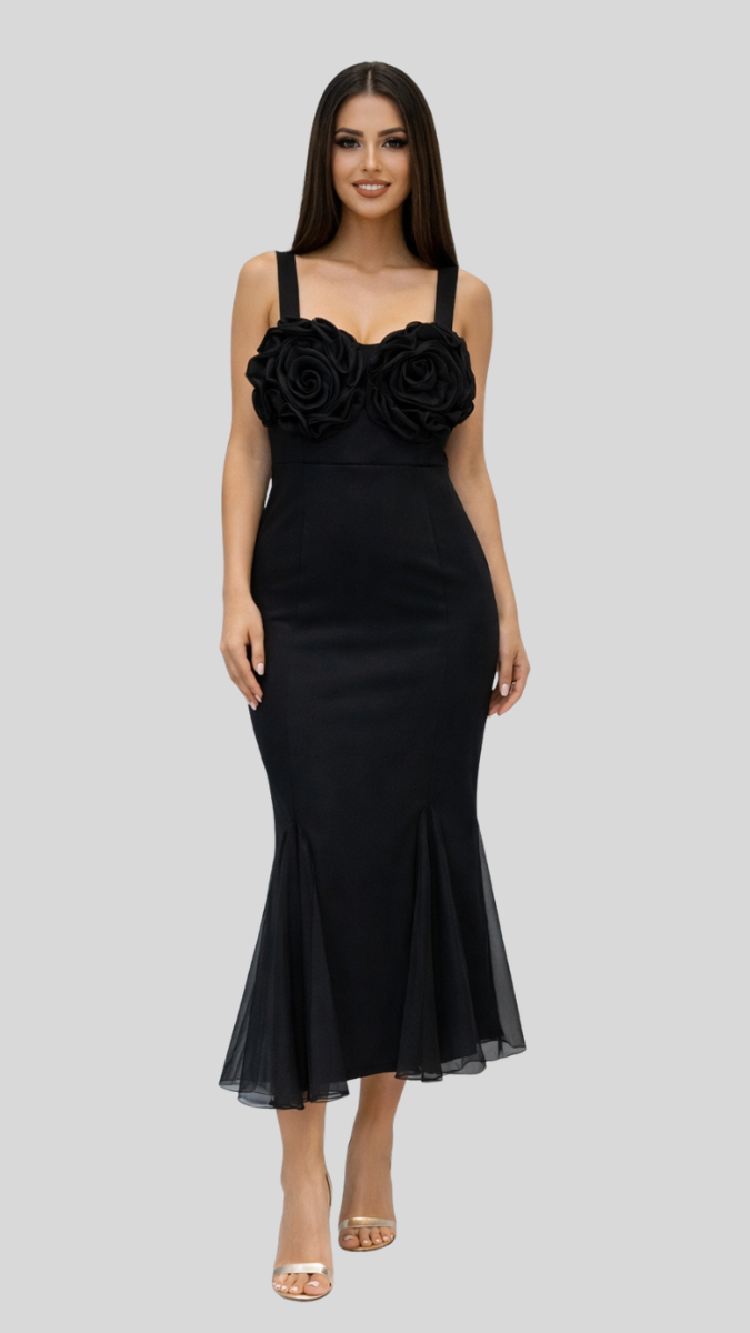 Flower Embedded Sleeveless Bodycon Dress FC2352