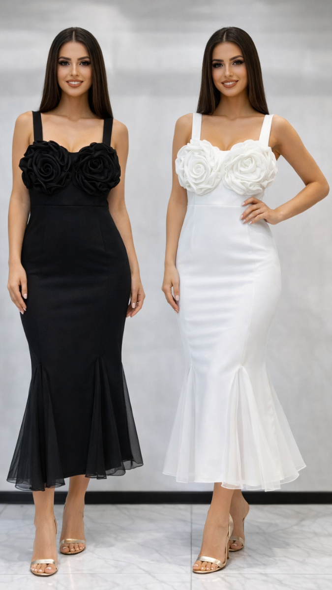 Flower Embedded Sleeveless Bodycon Dress FC2352