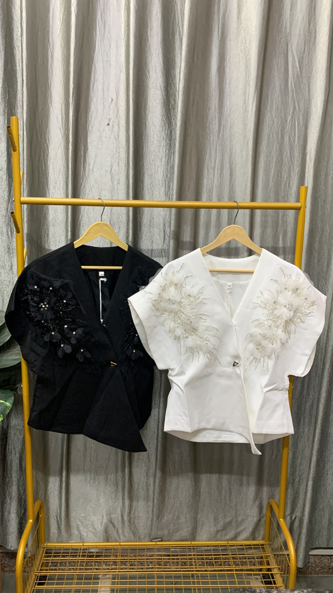 Flower Embedded Wrap Around Top FC2448