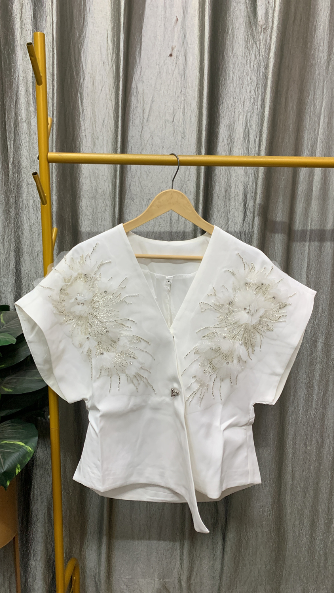 Flower Embedded Wrap Around Top FC2448