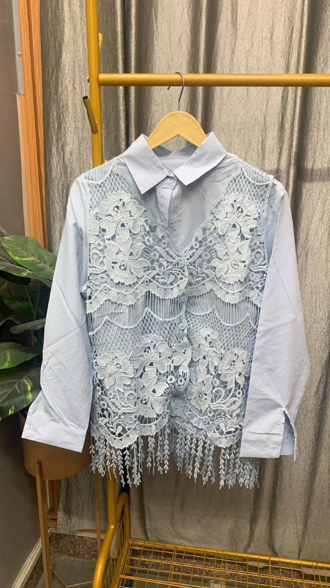 Flower Lace Designed Koti With Plain Shirt FC2504