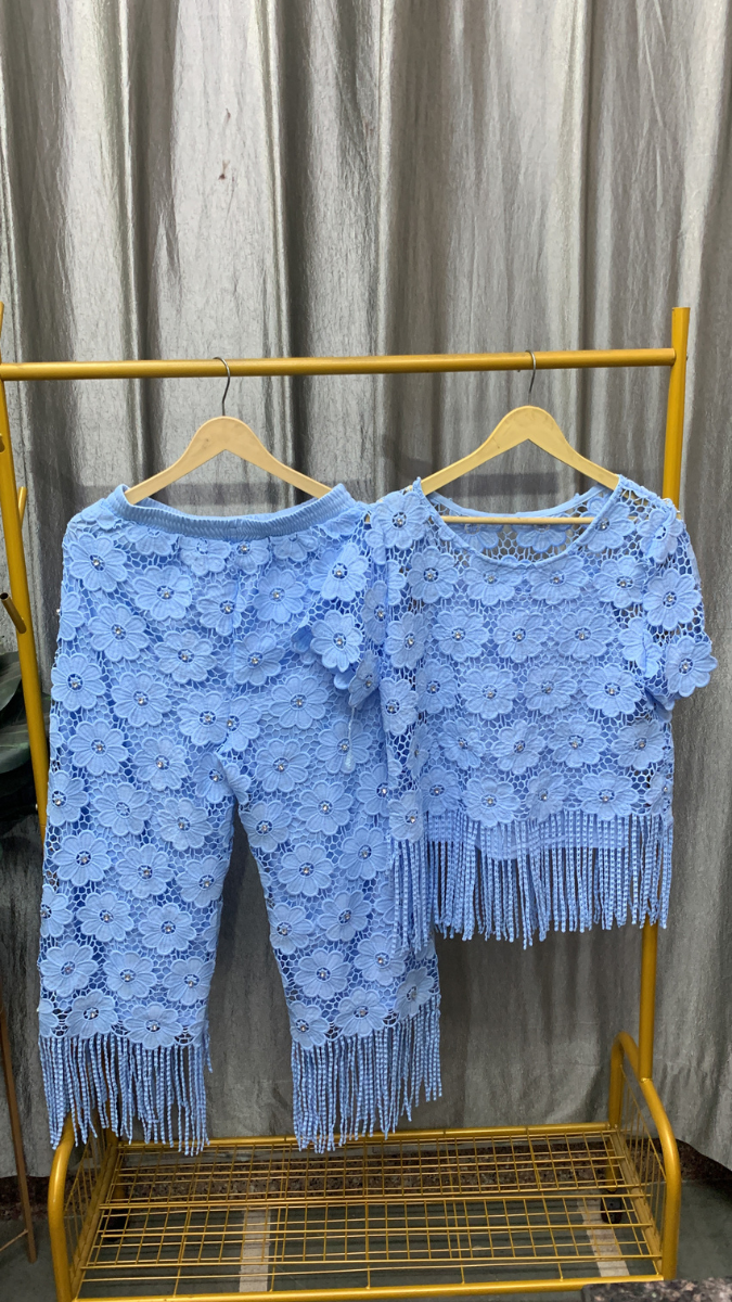 Flower Lace Designed Top And Pant Coord Set FC2478