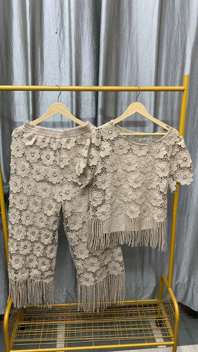 Flower Lace Designed Top And Pant Coord Set FC2478