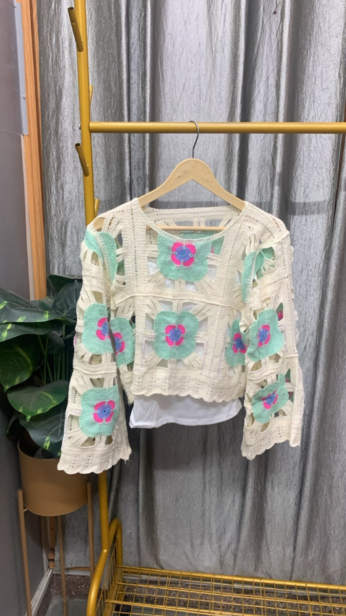 Flower See Through Cutout Top With Inner FC2580