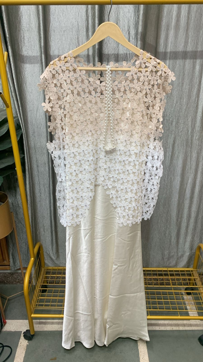Flower Shrug With Satin Dress FC2434