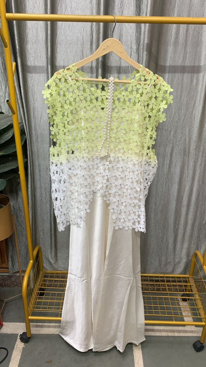 Flower Shrug With Satin Dress FC2434