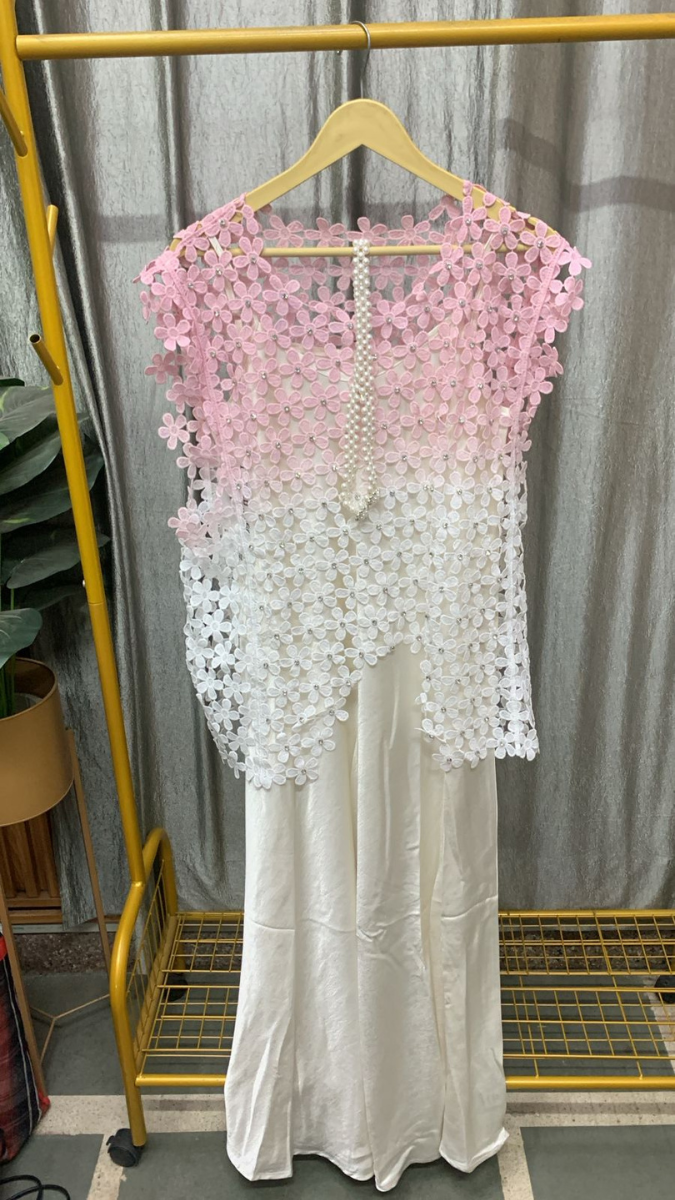 Flower Shrug With Satin Dress FC2434