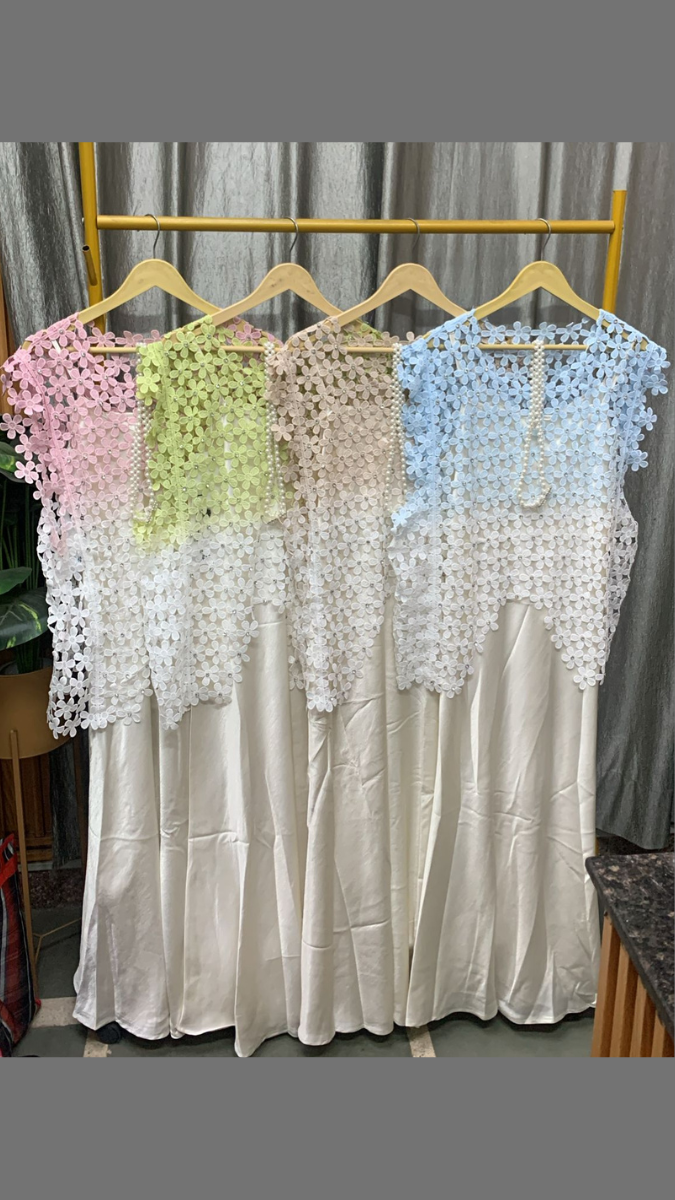 Flower Shrug With Satin Dress FC2434