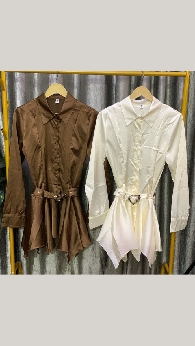 Front Button Collared Mini Dress FC2188