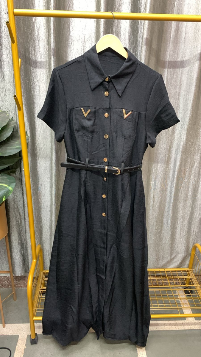 Front Button With Pocket A-Line Dress FC2445