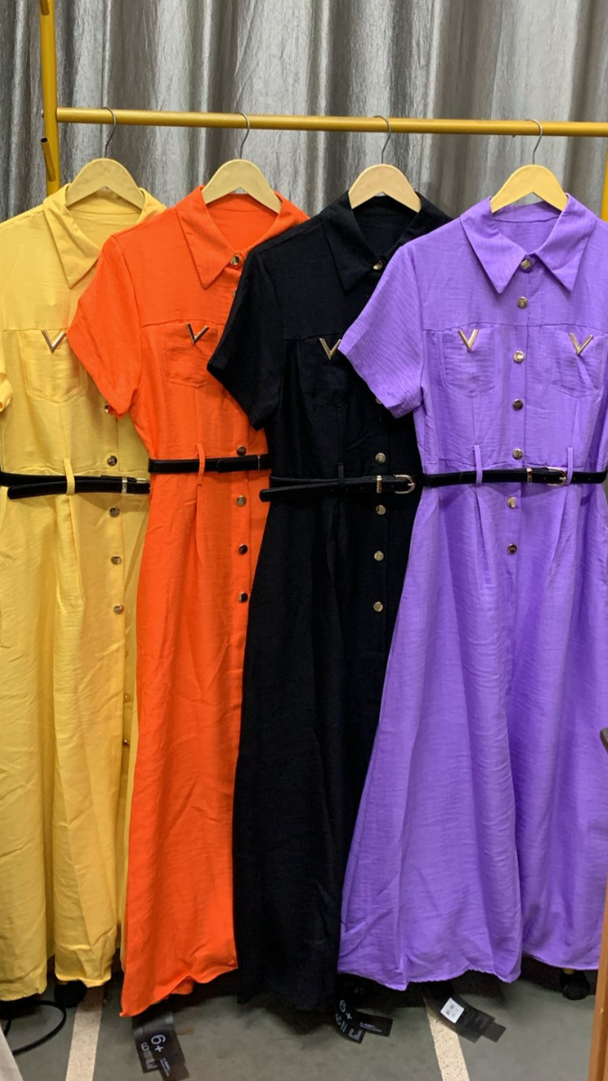Front Button With Pocket A-Line Dress FC2445