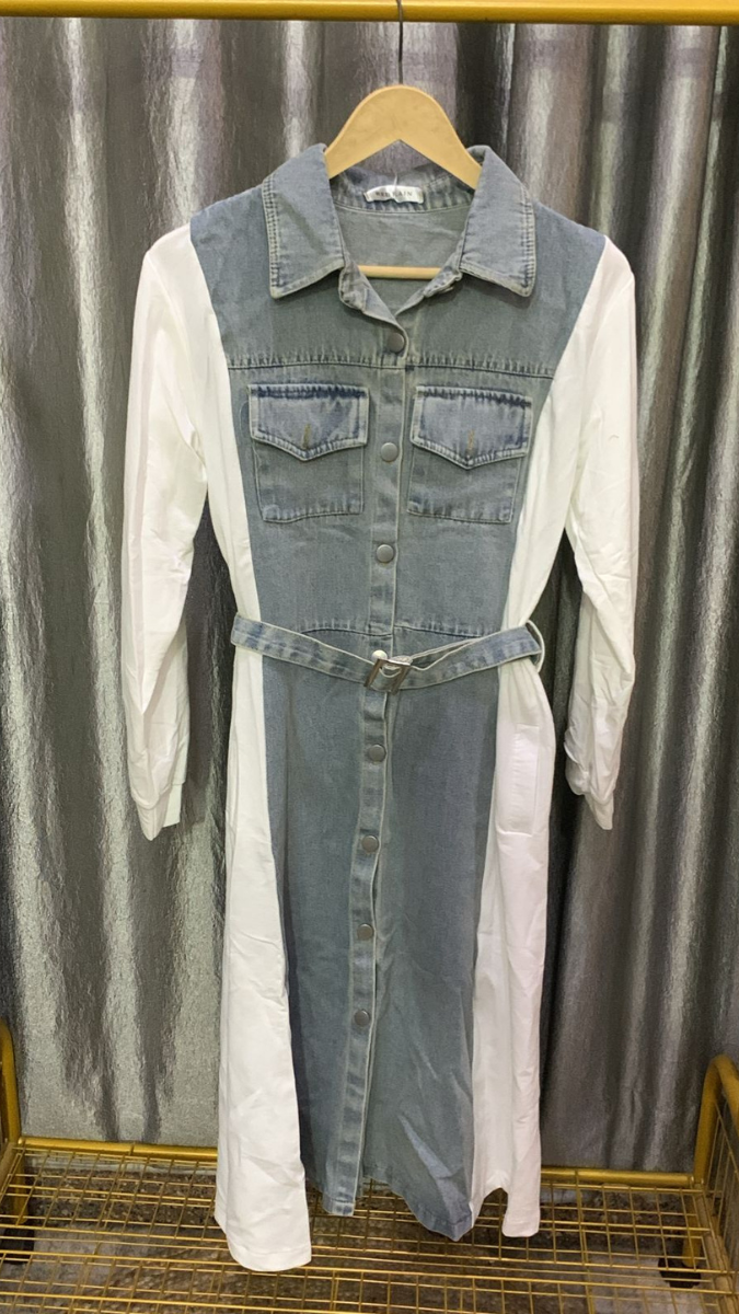 Front Buttoned Belted A- Line Dress FC2183