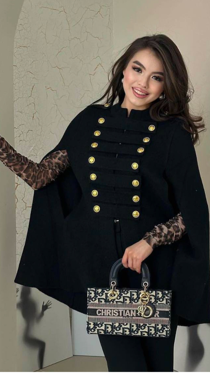 Front Buttoned Cape Coat FC1738