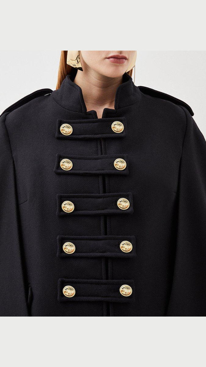 Front Buttoned Cape Coat FC1738