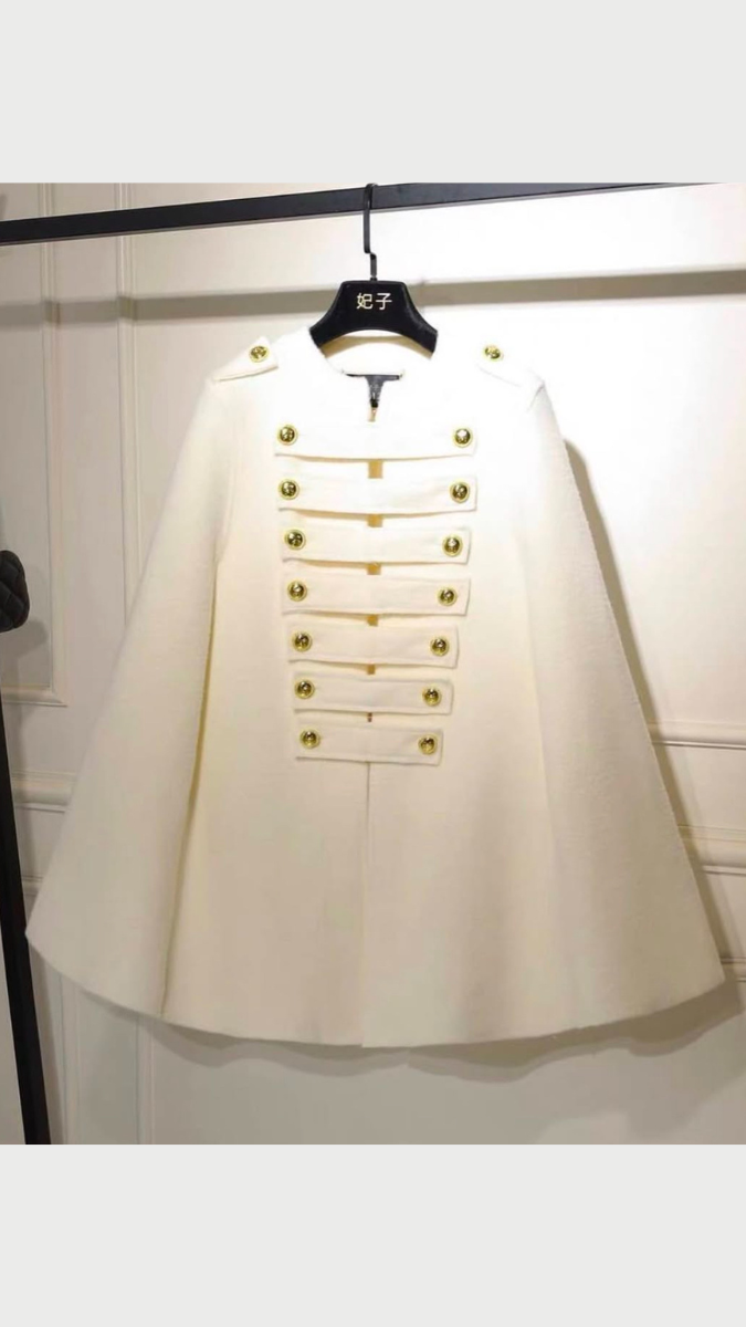 Front Buttoned Cape Coat FC1738