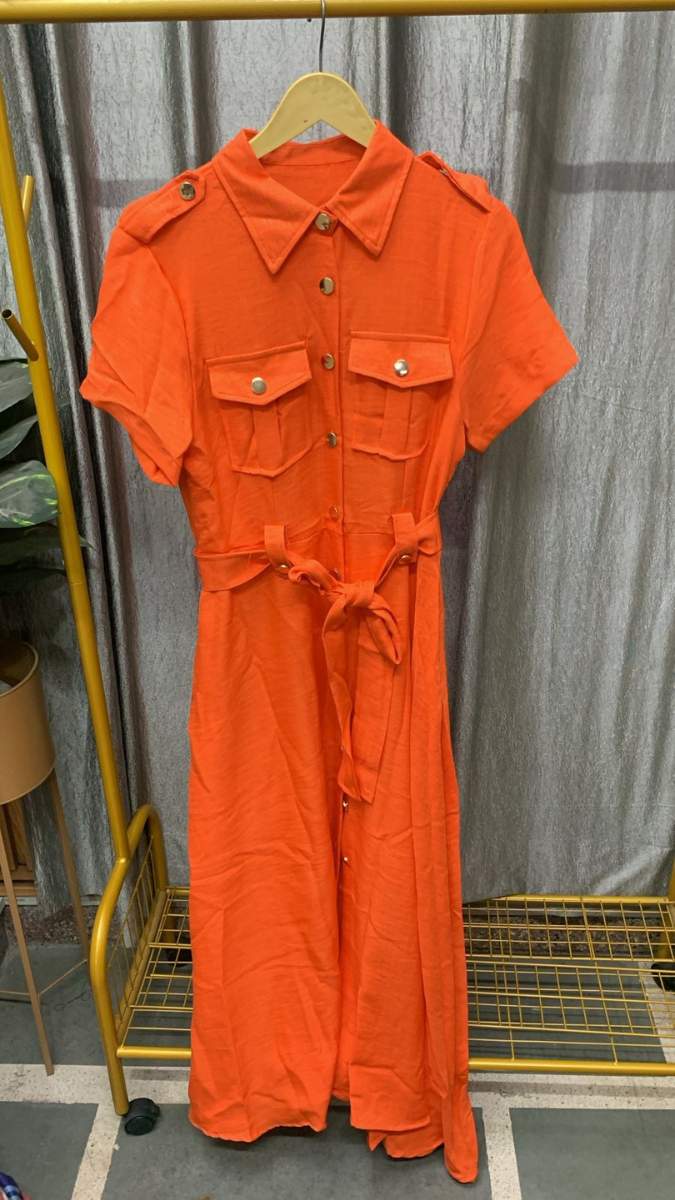 Front Buttoned Collared A-Line Dress FC2492