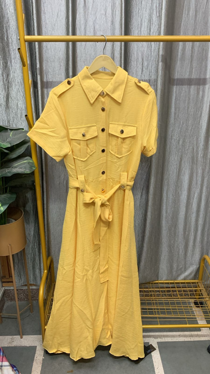 Front Buttoned Collared A-Line Dress FC2492