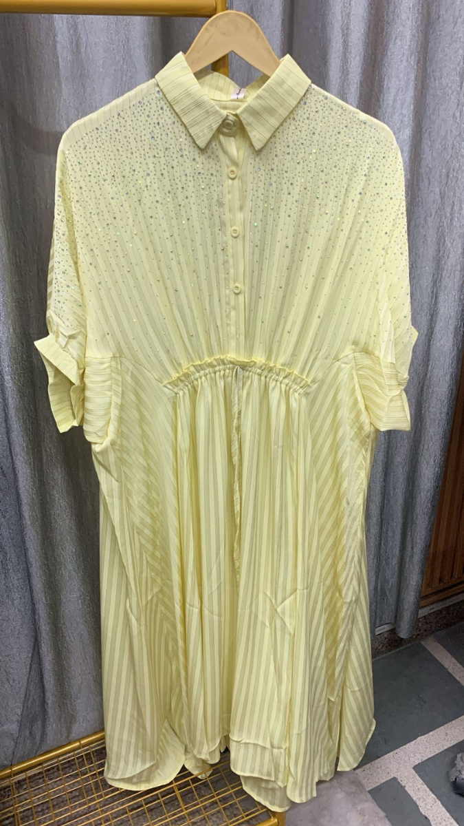 Front Buttoned Half Sleeve Kaftan Dress FC2312