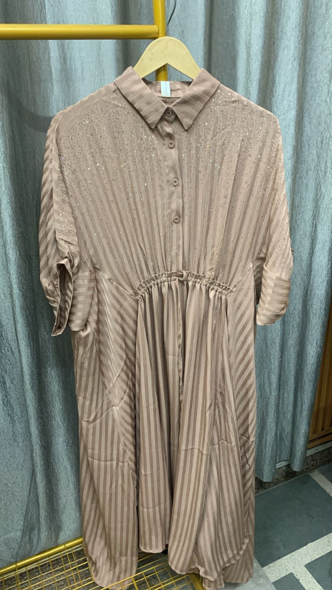 Front Buttoned Half Sleeve Kaftan Dress FC2312
