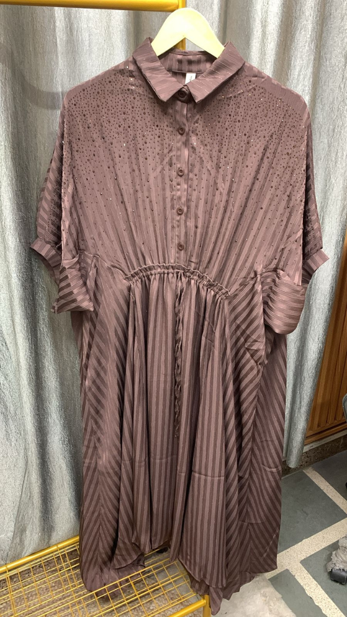 Front Buttoned Half Sleeve Kaftan Dress FC2312