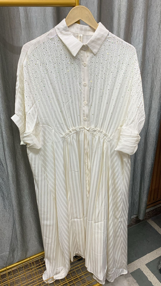 Front Buttoned Half Sleeve Kaftan Dress FC2312