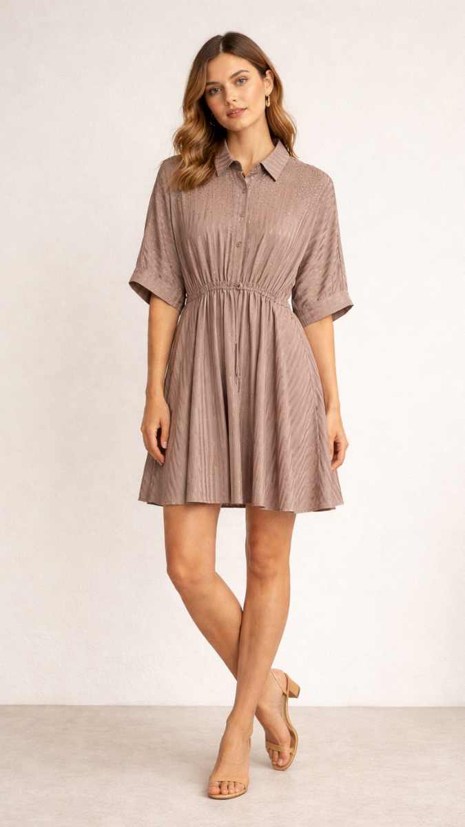 Front Buttoned Half Sleeve Kaftan Dress FC2312