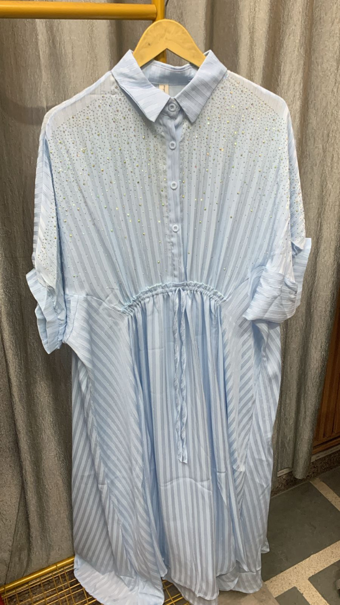 Front Buttoned Half Sleeve Kaftan Dress FC2312