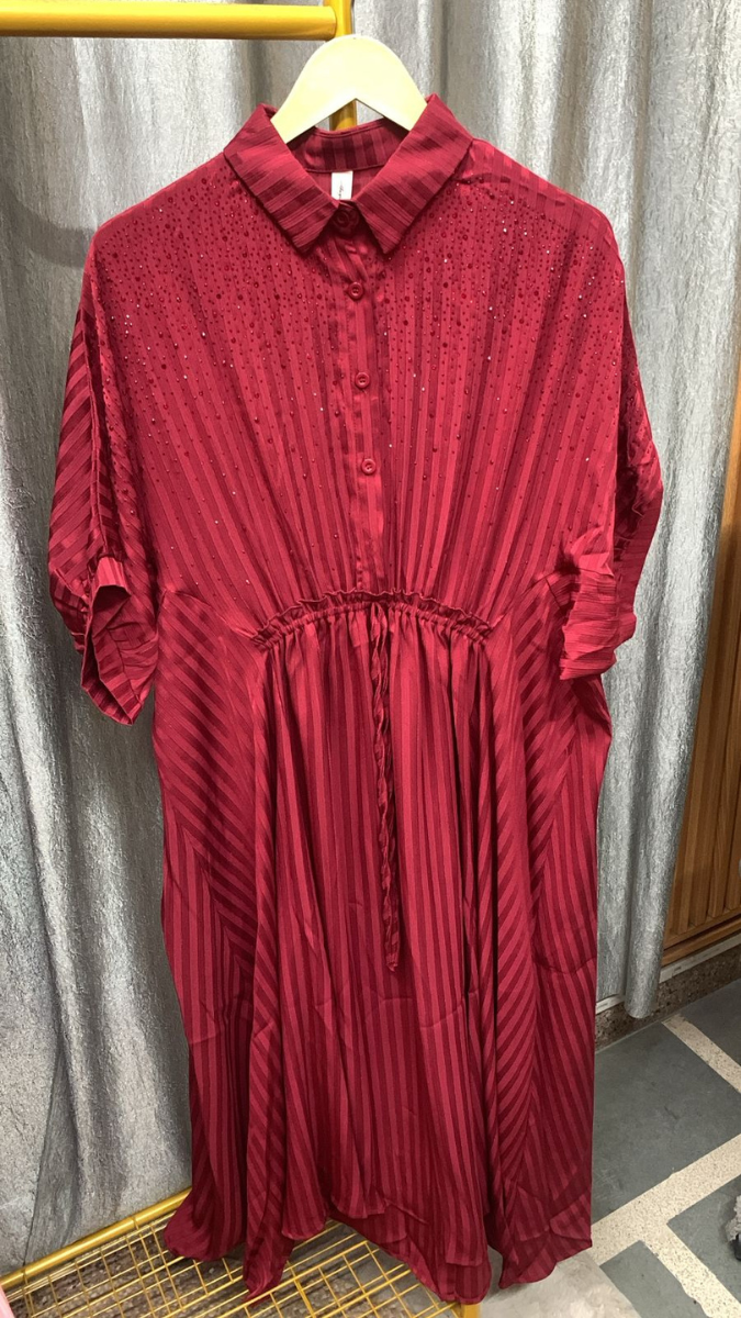 Front Buttoned Half Sleeve Kaftan Dress FC2312