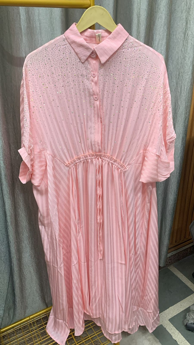 Front Buttoned Half Sleeve Kaftan Dress FC2312