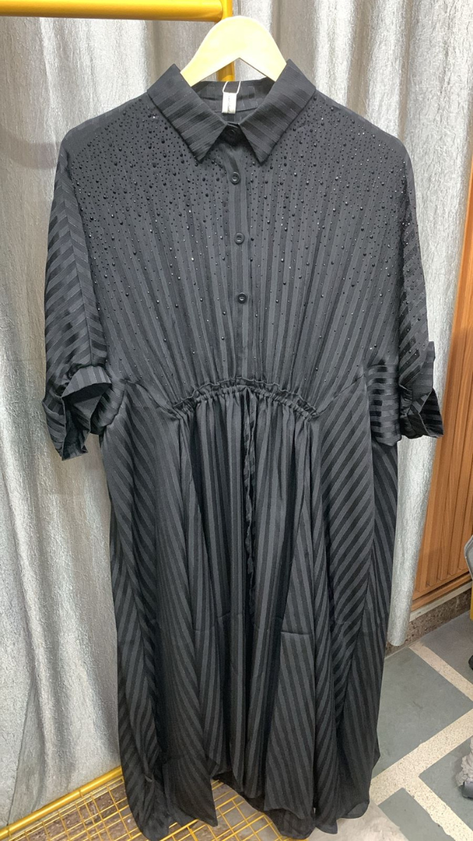 Front Buttoned Half Sleeve Kaftan Dress FC2312