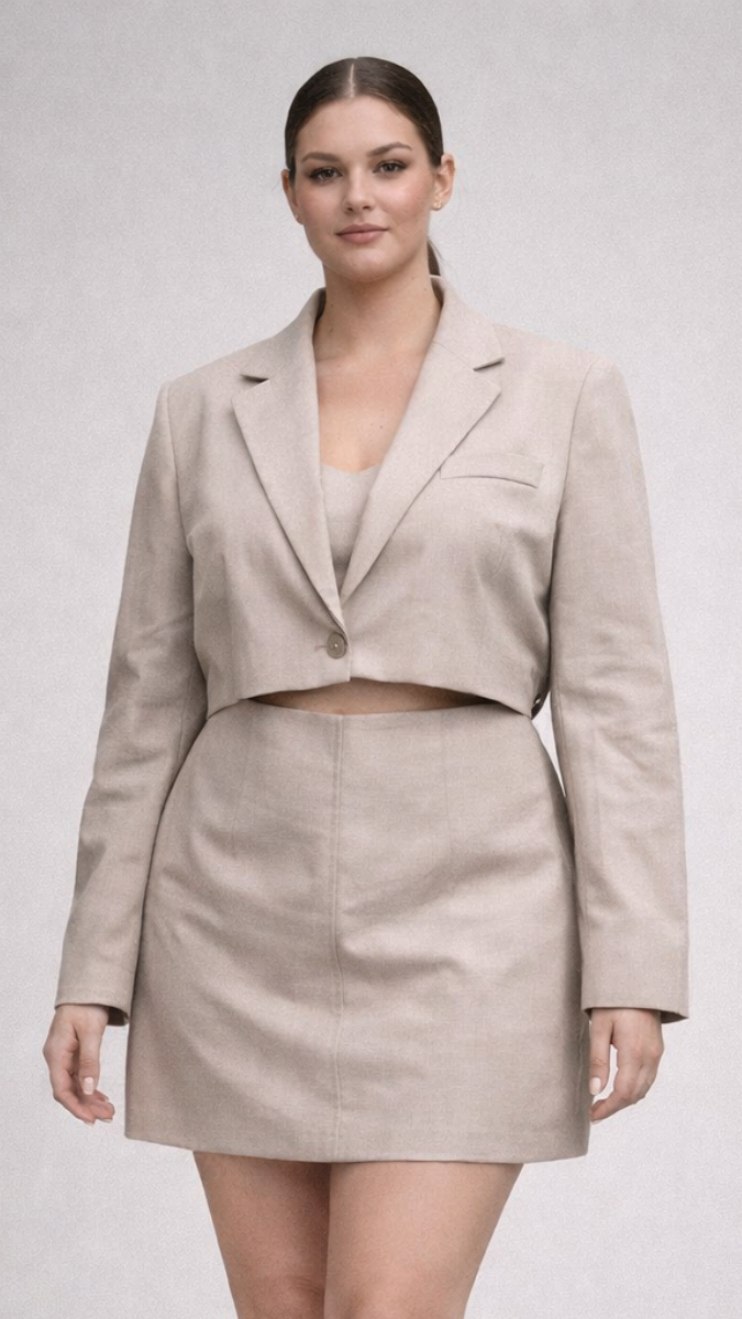 Front Slit Blazer Look A Line Dress FC2254