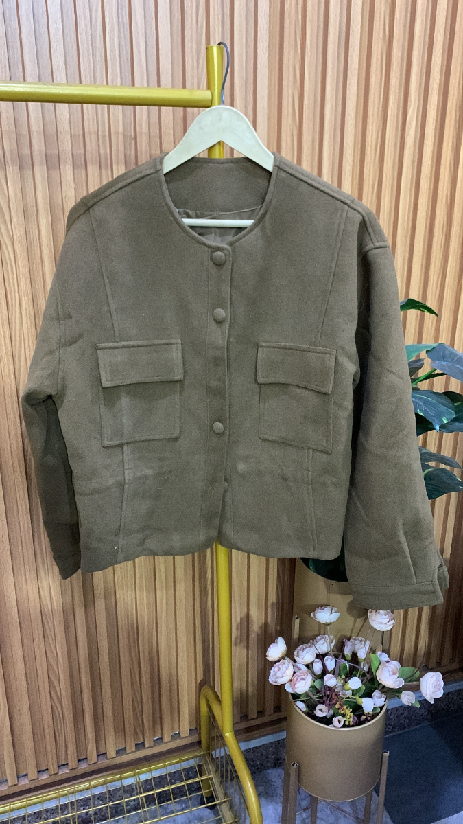 Front Button Pocket Suede Jacket FC2016