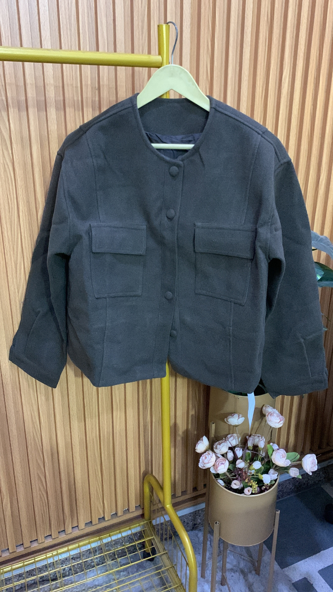 Front Button Pocket Suede Jacket FC2016
