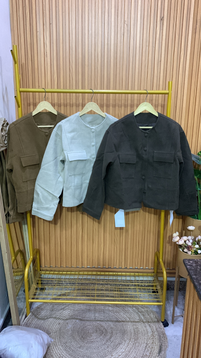 Front Button Pocket Suede Jacket FC2016