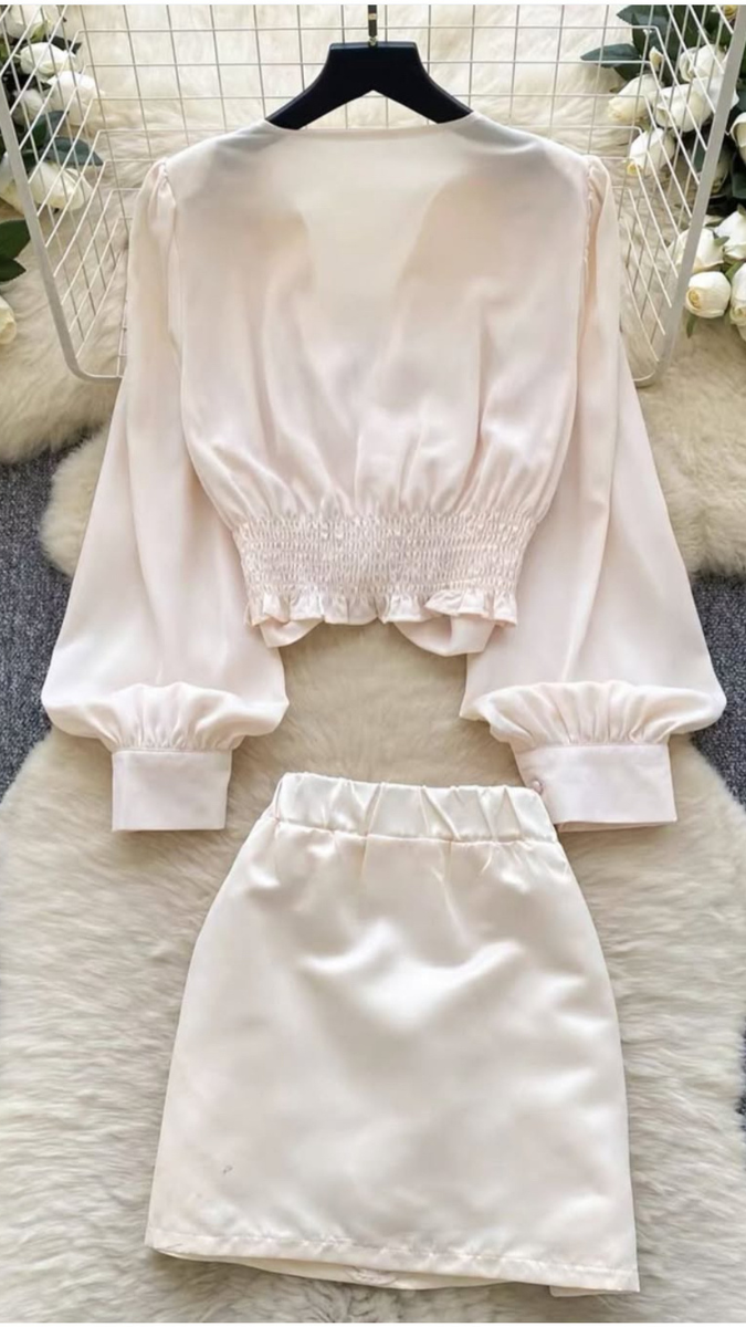 Front Knot Crop Top and Mini Skirt Set FC1942