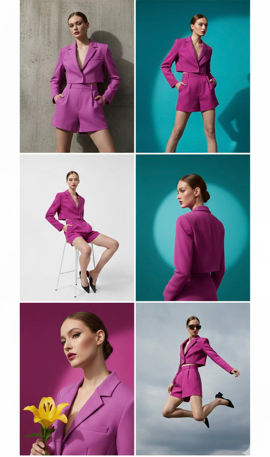 Fc Cropped Buttoned Blazer & Pleated Skirt