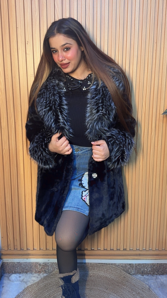 Fur Collar Faux Fur Coat FC2050