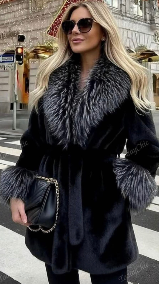 Fur Collar Stylish Faux Fur Coat FC2052