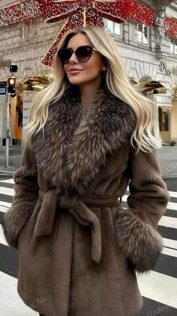 Fur Collar Stylish Faux Fur Coat FC2052