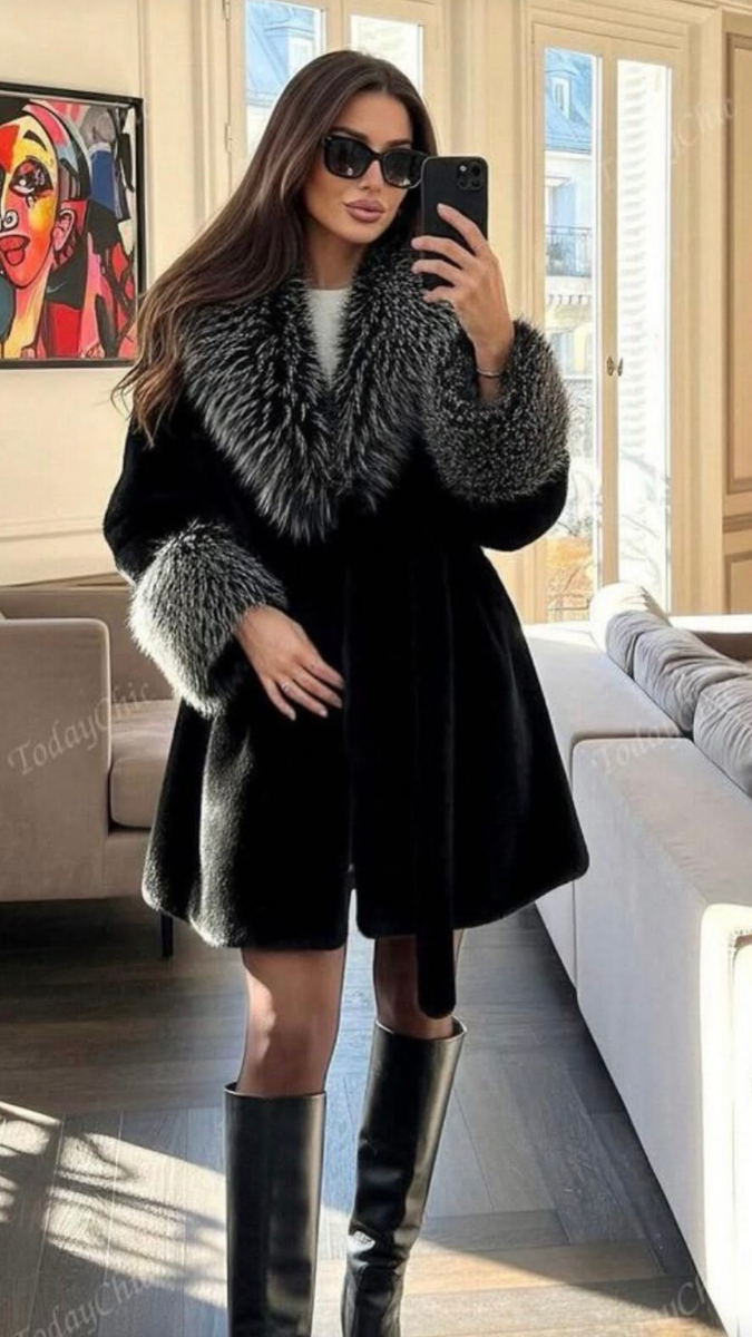 Fur Collar Stylish Faux Fur Coat FC2052