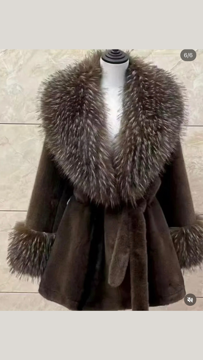 Fur Collar Stylish Faux Fur Coat FC2052