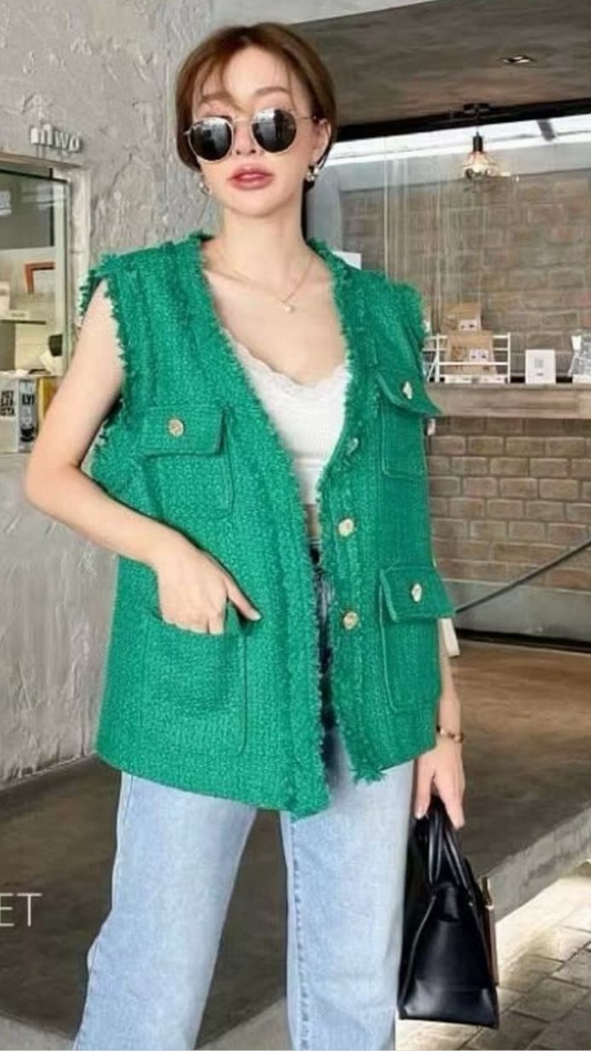 Fur Designed Pocket Sleeveless Vest FC1975