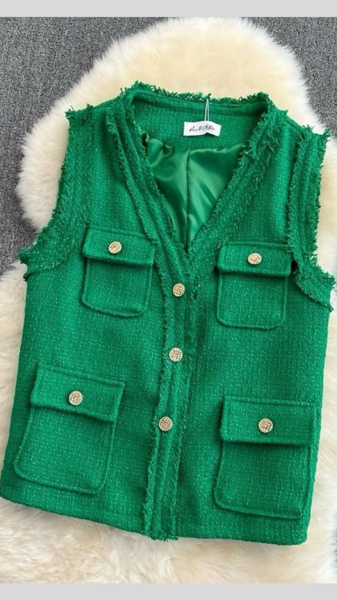 Fur Designed Pocket Sleeveless Vest FC1975