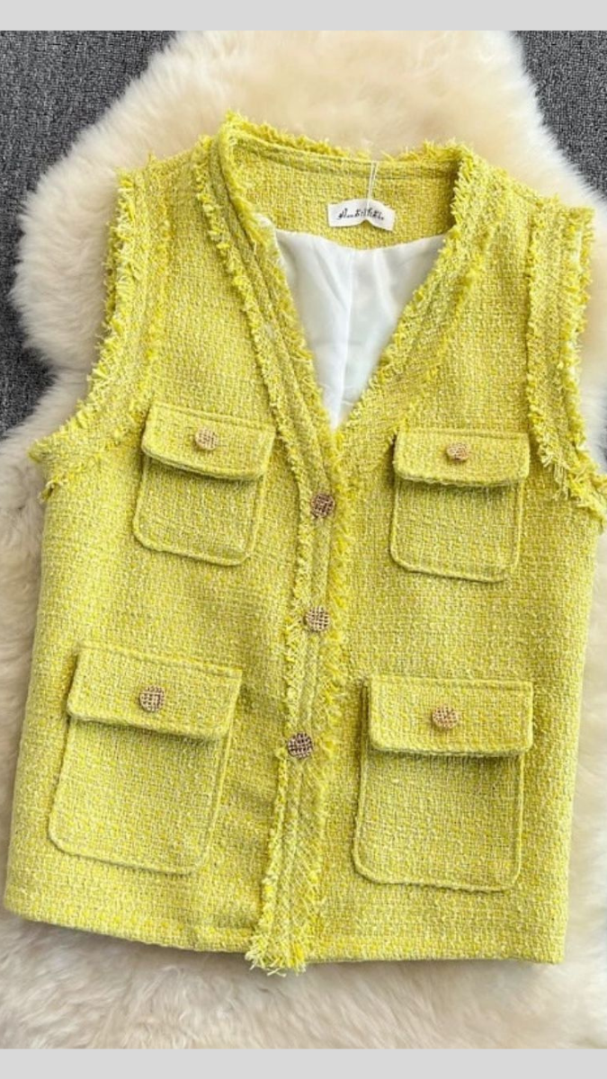 Fur Designed Pocket Sleeveless Vest FC1975