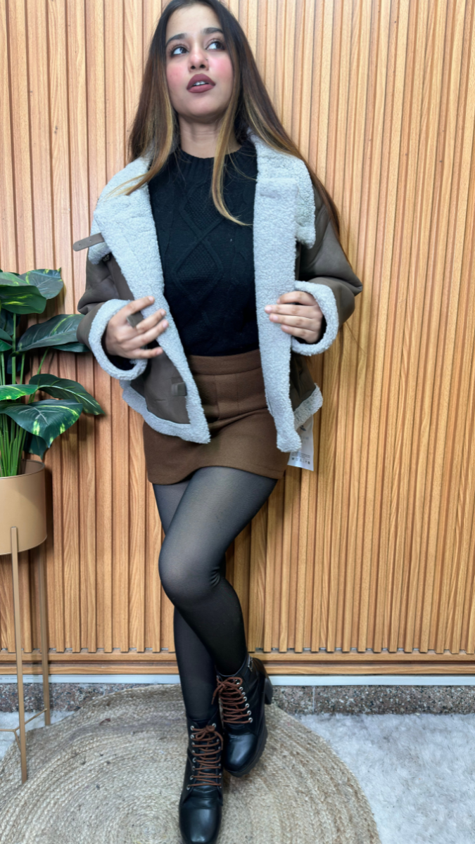 Fur Inner Strap Lock Leather Jacket FC2108